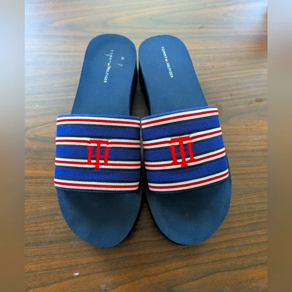 Tommy Hilfiger Shoes Tommy Hilfiger Blue And Red Slide Sandals
